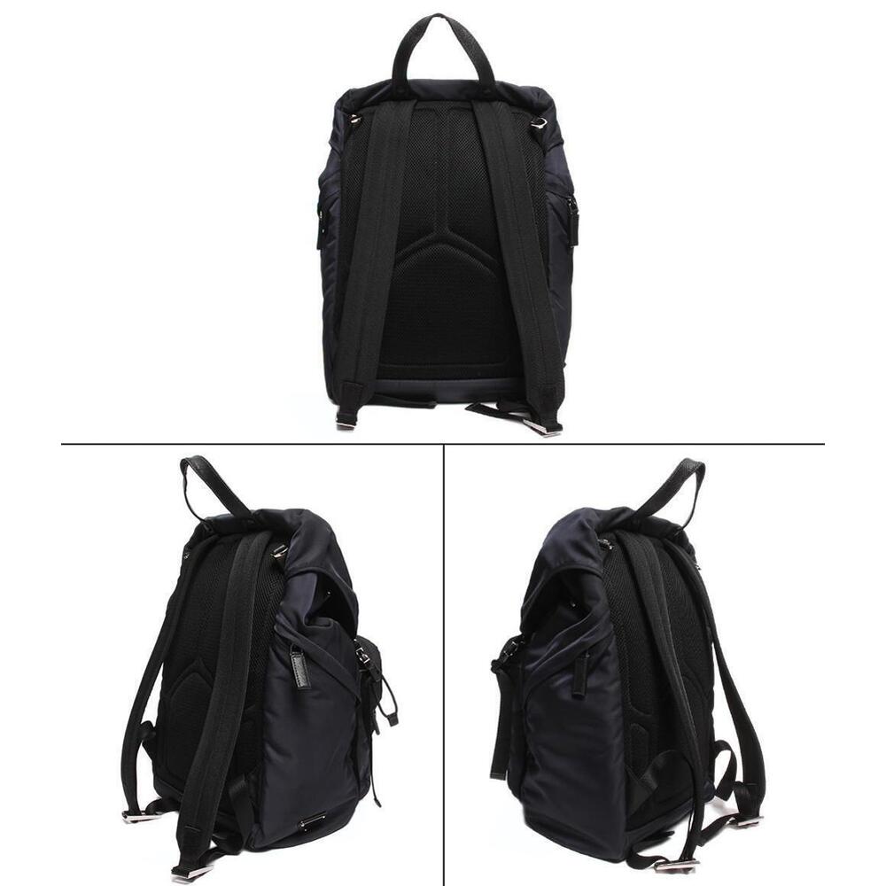 Prada Backpack Silver Triangle Logo Nylon Saffian… - image 2
